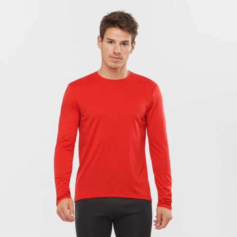 Camiseta Salomon Agile Long Sleeve Hombre Rojos | MX HOLS246